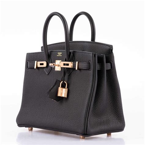 hermes birkin 25 black togo leather rose gold hardware|birkin 25 price.